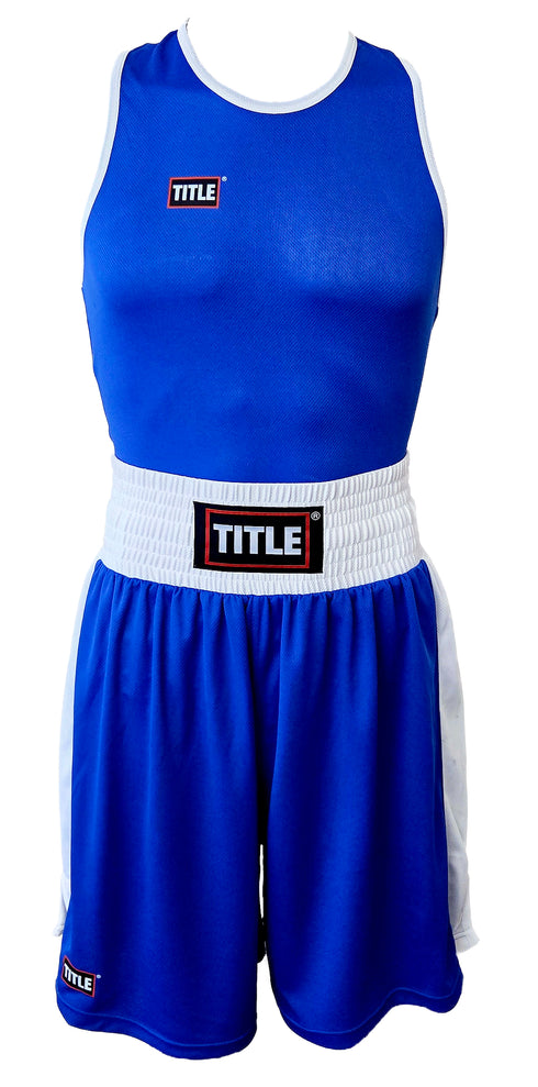 Title Boxing Trunks: - Air Mesh - Blue
